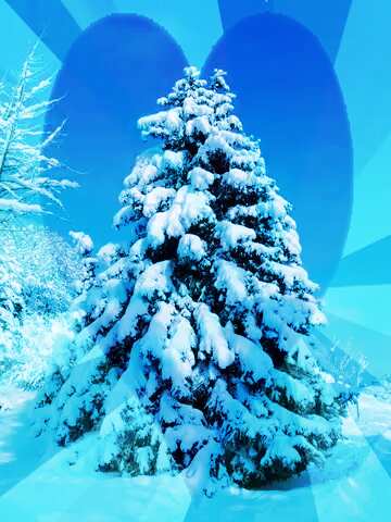 FX №153216 a tree covered in snow Colors rays heart