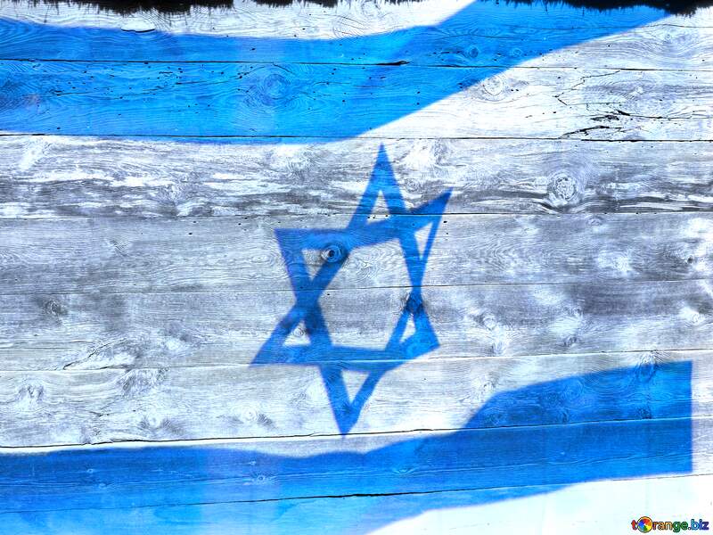 wood background israel flag №28874