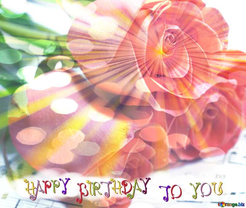Roses rays bokeh  happy birthday card №7202