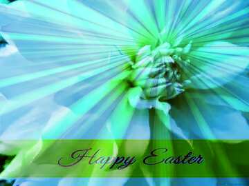 FX №169880 Big bright flower Inscription Happy Easter on Background with Rays of sunlight