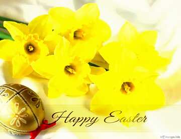 FX №169422 Easter bouquet of daffodils Inscription Happy Easter