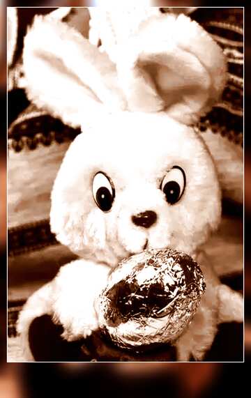 FX №169017 Monochrome card Easter rabbit with chocolate egg