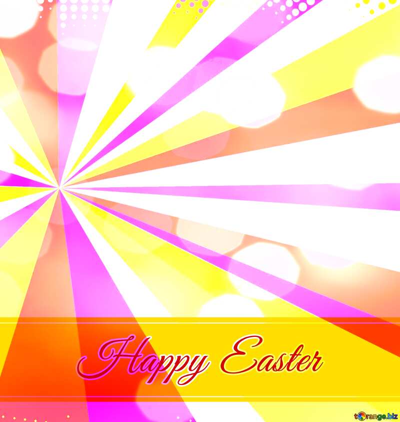 Card with Happy Easter write text on Colors rays background №49668