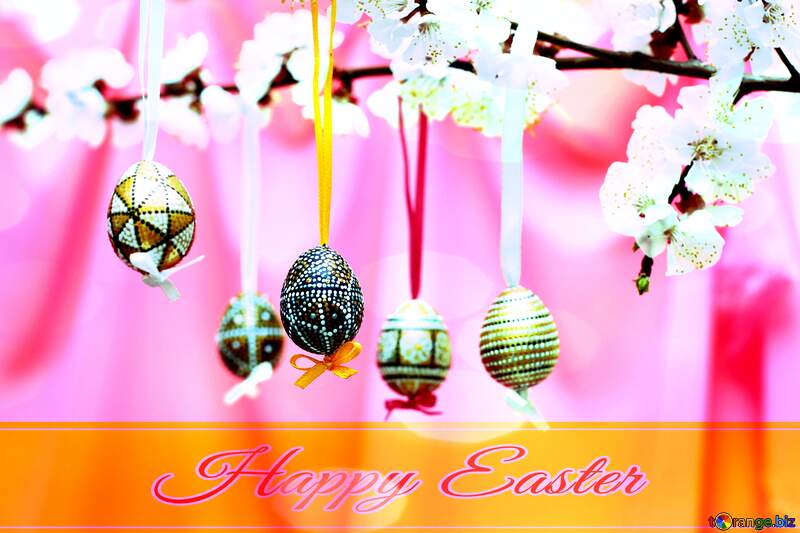 Easter branch Happy Easter card write text background №29837