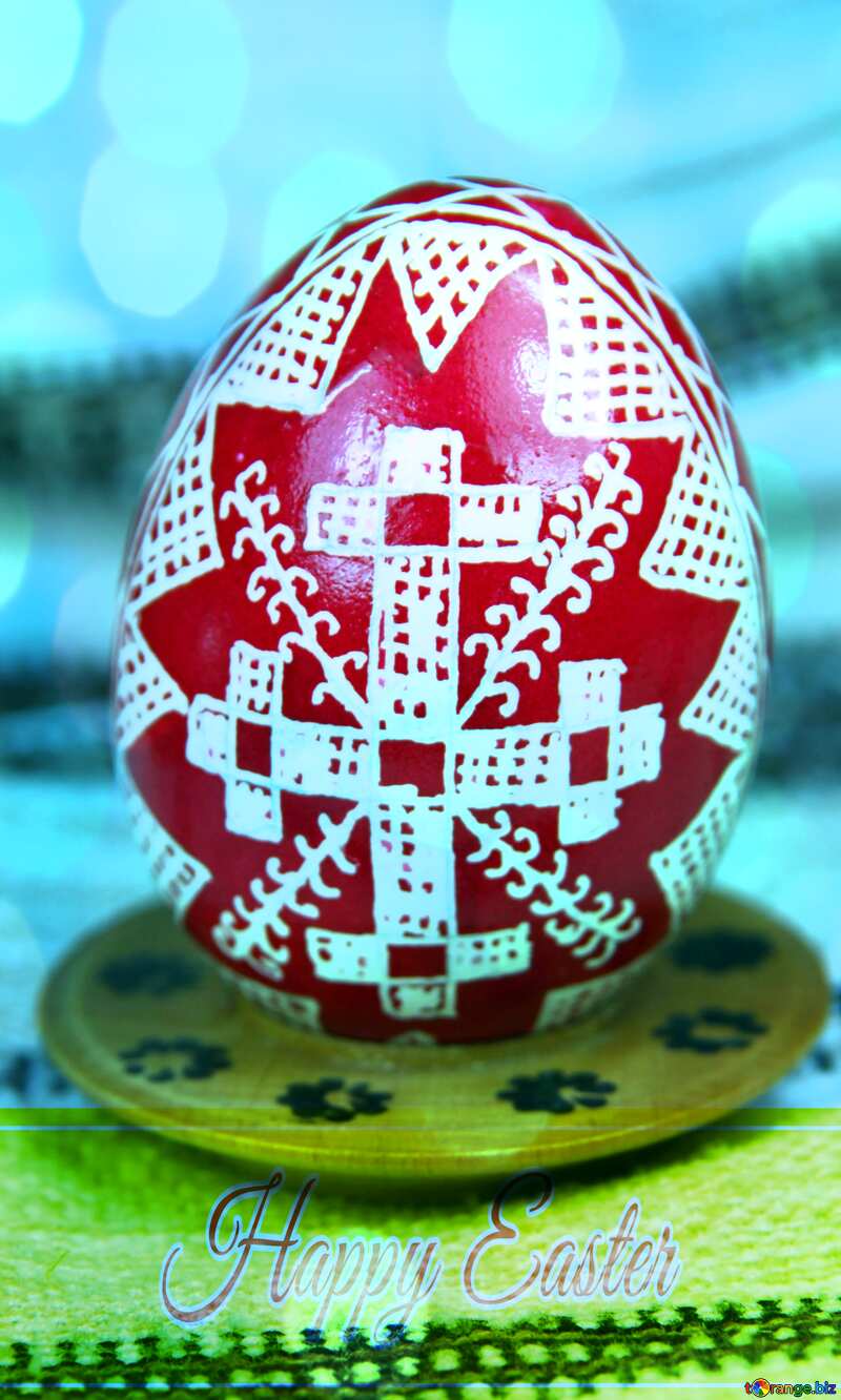 Easter egg. The symbol of the cross, roofs. The sign of divine power. Happy Easter card write text background №4370