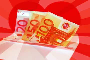 FX №170967 Happy Valentines Day Card with red heart and money euro