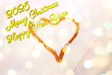 FX №170950 New years gift gold chain. Card lettering Merry Christmas and Happy New Year