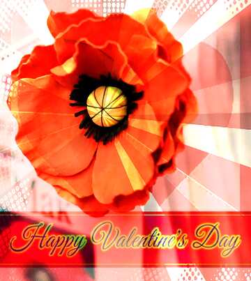FX №170371 Poppy Flower of foamirana Greeting card retro style background Lettering Happy Valentine`s Day