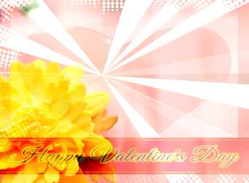 FX №170373 Yellow flower of foamirana Greeting card retro style background Lettering Happy Valentine`s Day