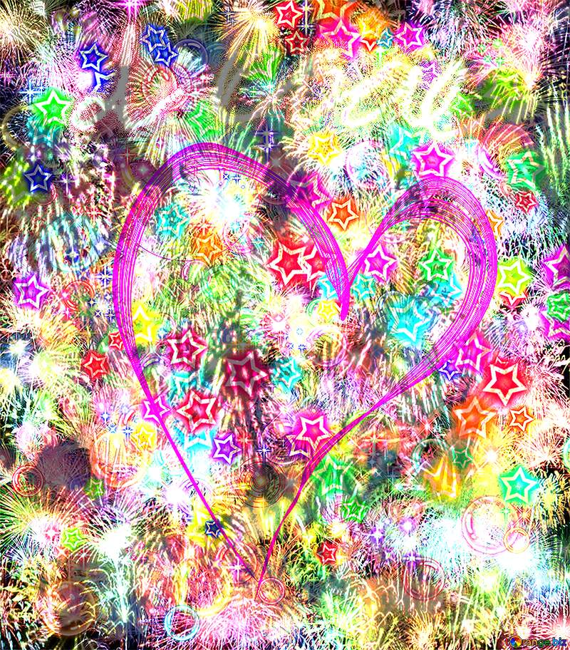 Background love heart Fireworks texture overlay bokeh background №40003