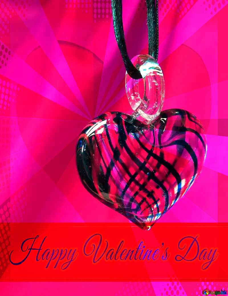 Decoration heart of colored glass Greeting card retro style background Lettering Happy Valentine`s Day №17501