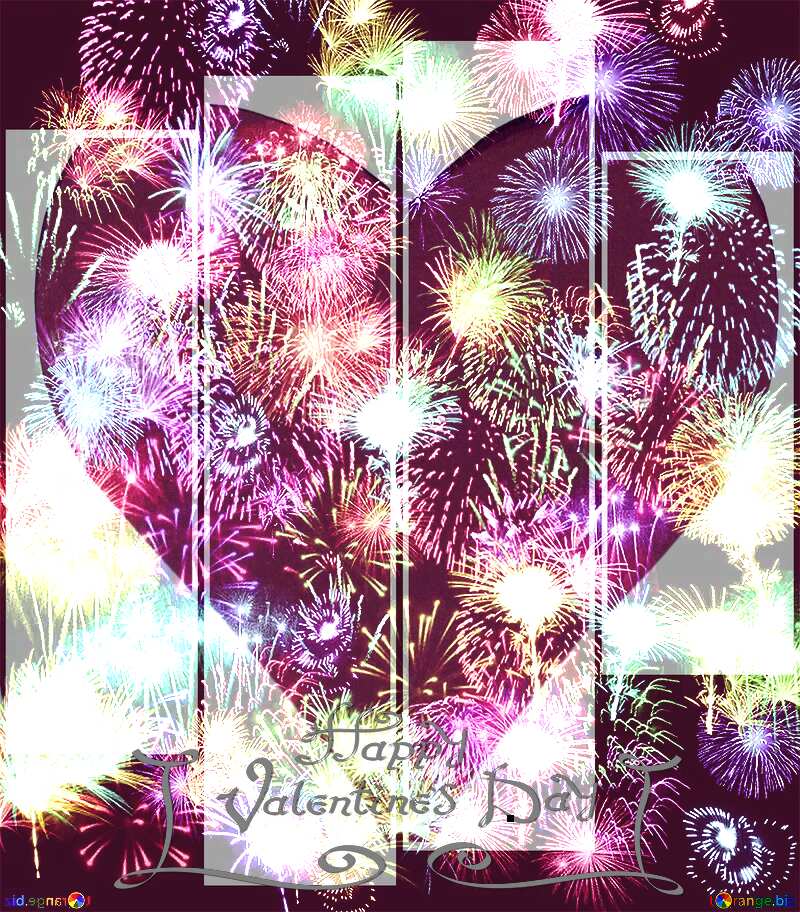 Happy Valentines Day card with fireworks №39942