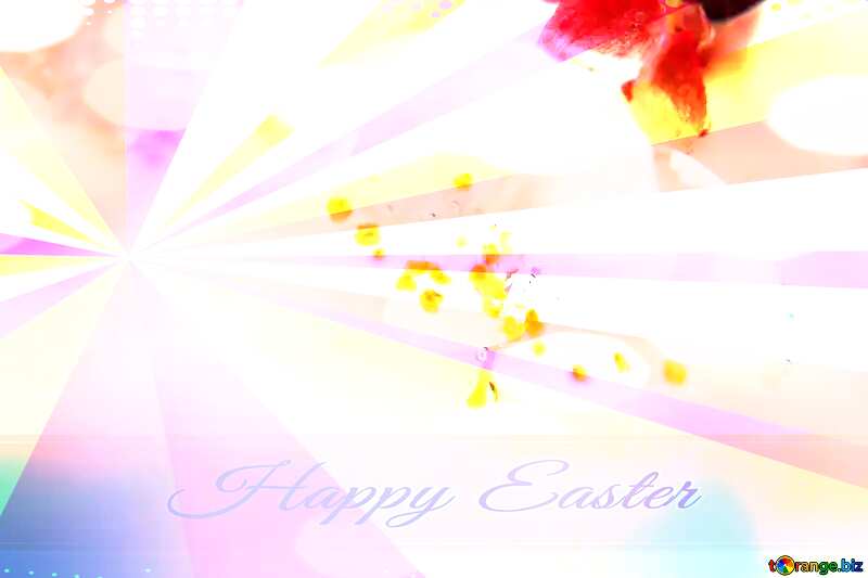 Spring wallpaper Card with Happy Easter write text on Colors rays background №29891
