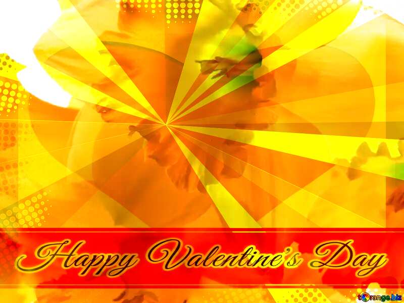 Yellow flowers Greeting card retro style background Lettering Happy Valentine`s Day №30924
