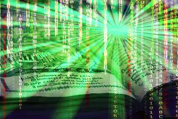 FX №171885 The ancient book Digital matrix style background overlay Rays of sunlight