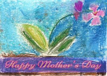 FX №171339 Children`s drawing a flower Pretty Lettering Happy Mothers Day
