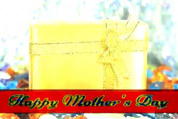 FX №171230 Gift . Gold. Red ribon with Lettering Happy Mothers Day