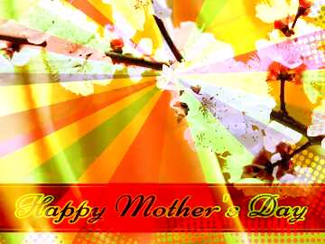 FX №171607 Spring golden background Retro style card for Happy Mother`s Day with Colors rays