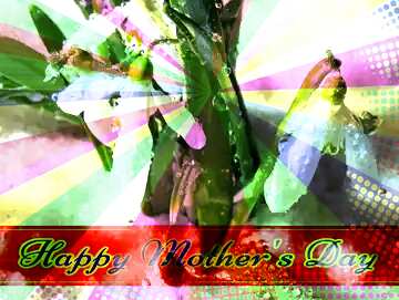 FX №171560 Wallpaper for desktop spring Retro style card for Happy Mother`s Day with Colors rays