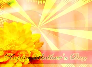 FX №171122 Yellow flower of foamirana Creating card for  Happy Mother`s Day background with heart and rays