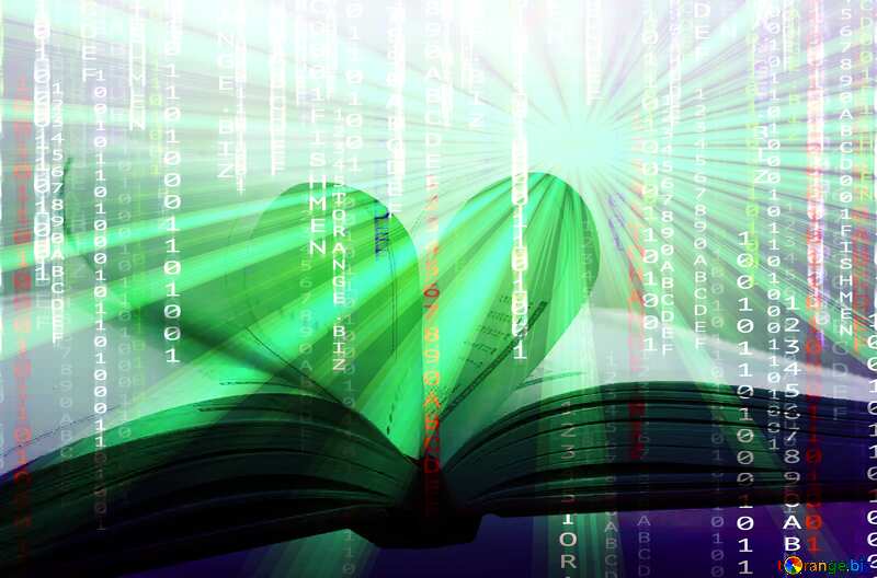 Book heart Digital matrix style background overlay Rays of sunlight №16073