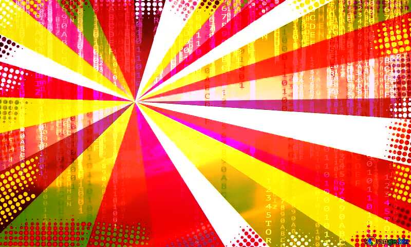 Colors rays Red Digital technology background with binary code №49661