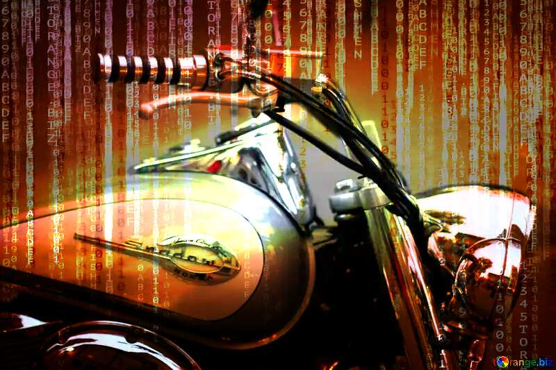 Moto honda Red Digital technology background with binary code №49343