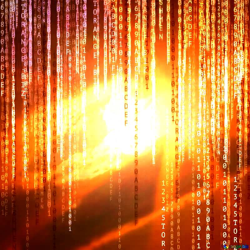 Red Digital technology background with binary code №49671