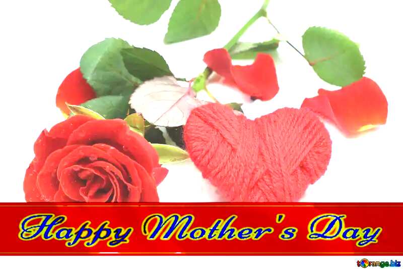 Rose and Heart gift Red ribon with Lettering Happy Mothers Day №16859