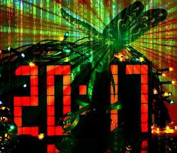 FX №172276 Christmas picture with the numbers 2017 and dragonfly Digital Abstract technology background with...