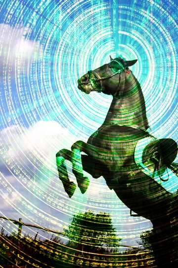 FX №172838 Horse dance on Technology  Futuristic background