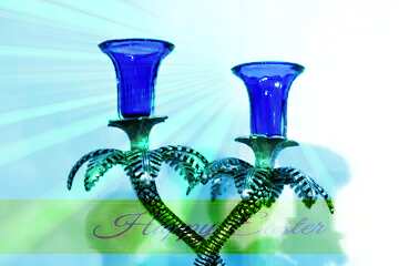 FX №173032 Blue candlestick Happy Easter Rays sunlight