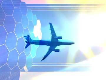 FX №173964 Passenger plane in the sky Tech business information concept image for presentation