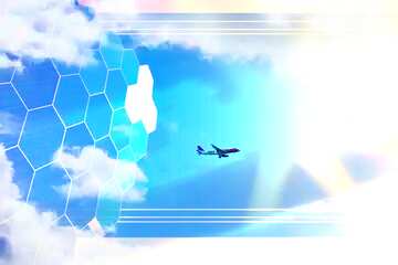 FX №173956 Plane in the sky Tech business information concept image for presentation