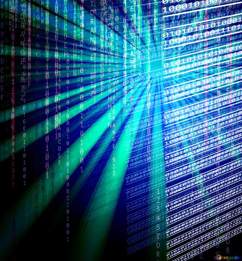 Blue computer internet technology background with binary data code  №49673
