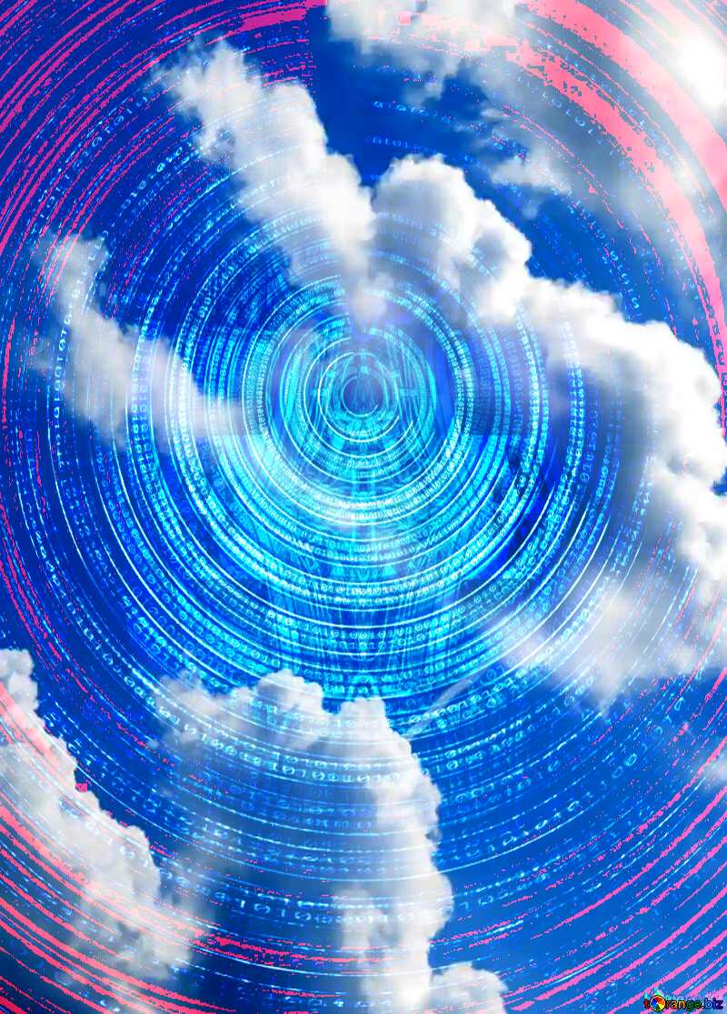 Bridge between clouds Deep blue Futuristic digital background №36756
