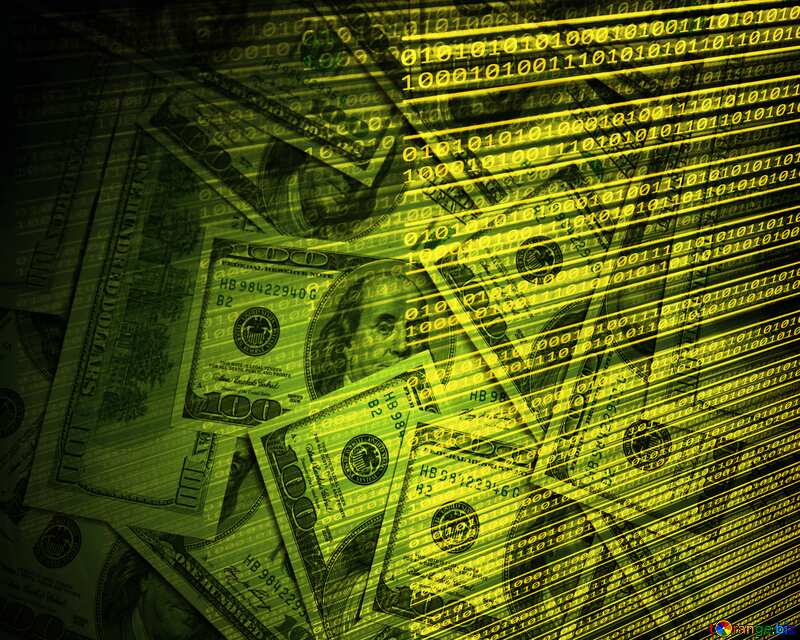 Digital Bit money computer internet media background with Dollars №49673