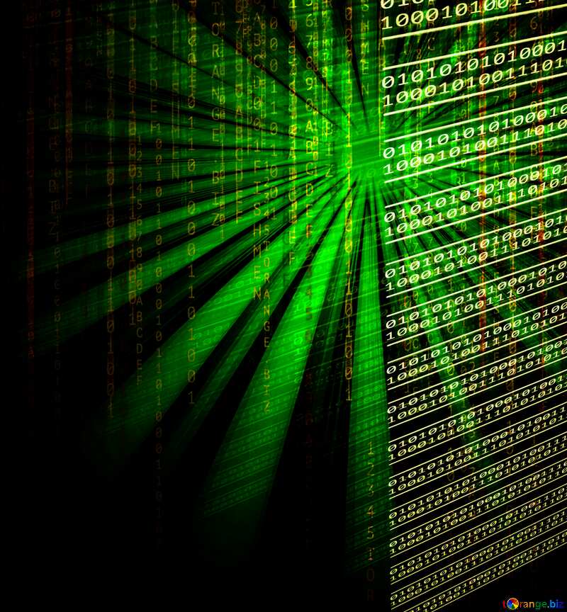 Green Digital internet technology background with binary code №49673