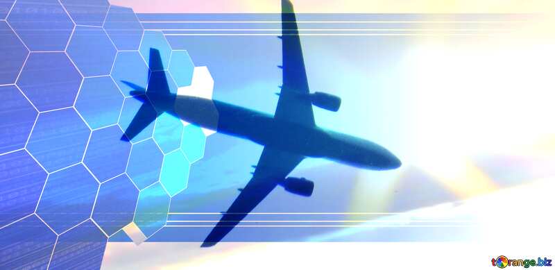 Silhouette of aircraft in the sky Tech business information concept image for presentation №33102