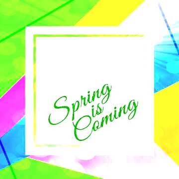 FX №174782 Colorful illustration template frame with Rays of sunlight and Lettering Spring is Coming