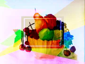 FX №174404 Drawing painted watercolor still life with fruit