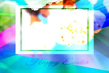FX №174728 Spring wallpapers for desktop Colorful card template frame with Inscription Happy Easter on...