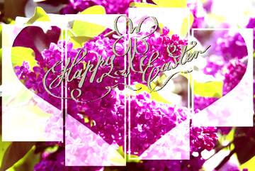 FX №174234 Lilac branch Love heart and lettering Happy Easter