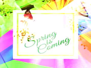 FX №174833 Nature spring Colorful illustration template frame with Rays of sunlight and Lettering Spring is...