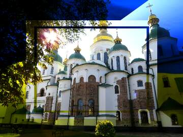 FX №174592 Saint Sophia Cathedral in Kiev Ukrainian illustration template frame