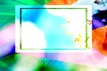 FX №174730 Spring joy Colorful card template frame with Inscription Happy Easter on Background with Rays of...