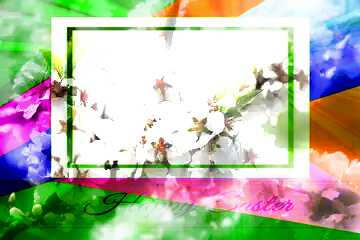 FX №174688 Spring pictures on wallpaper for desktop Colorful card template frame with Inscription Happy Easter ...