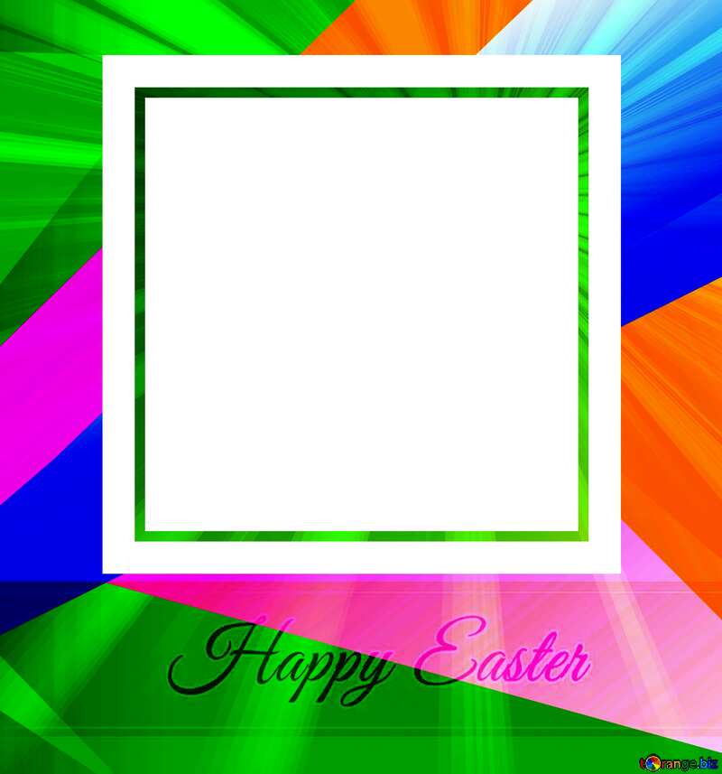 Colorful card template frame with Inscription Happy Easter on Background with Rays of sunlight №49675