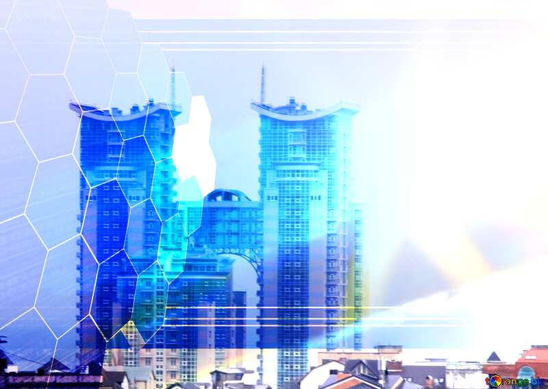 Skyscraper Futuristic architecture cityscape view with modern building skyscrapers houses Tech business information background №1361