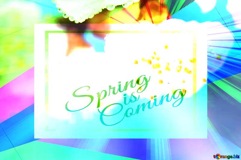 Spring wallpapers for desktop Colorful illustration template frame with Rays of sunlight and Lettering Spring is Coming №29885